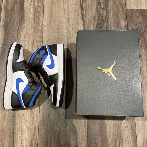 Air Jordan 1 Mid White Racer Blue Black 554725-140 - Picture 4 of 14